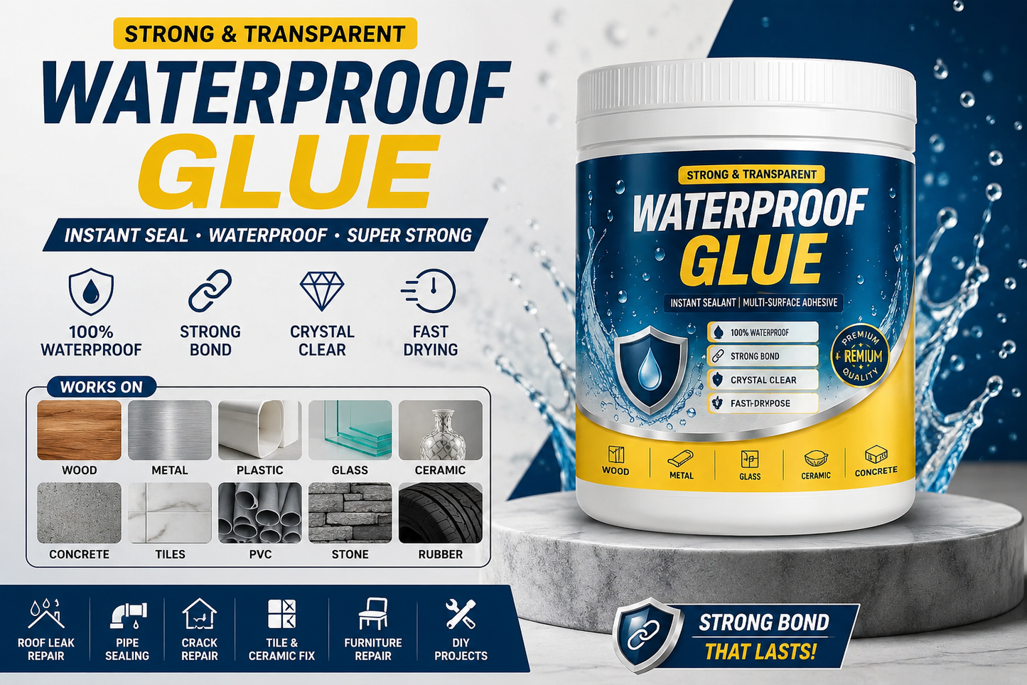 Transparent Waterproof Glue for Leakage Strong (Pack of 1)